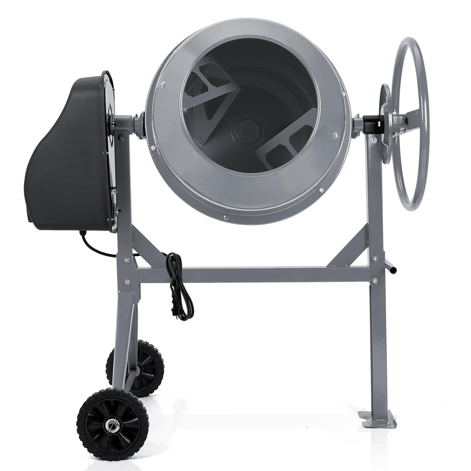 DKIEI 63L Electric Cement Mixer, 220W Concrete Mixer with Wheels and Stand, Portable Mud Mixer Machine for Cement, Stucco, Seeds and Fodder, 230V, 50Hz, 30RPM, Orange