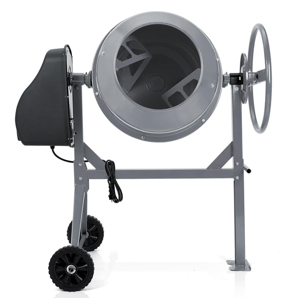 DKIEI 63L Electric Cement Mixer, 220W Concrete Mixer with Wheels and Stand, Portable Mud Mixer Machine for Cement, Stucco, Seeds and Fodder, 230V, 50Hz, 30RPM, Orange