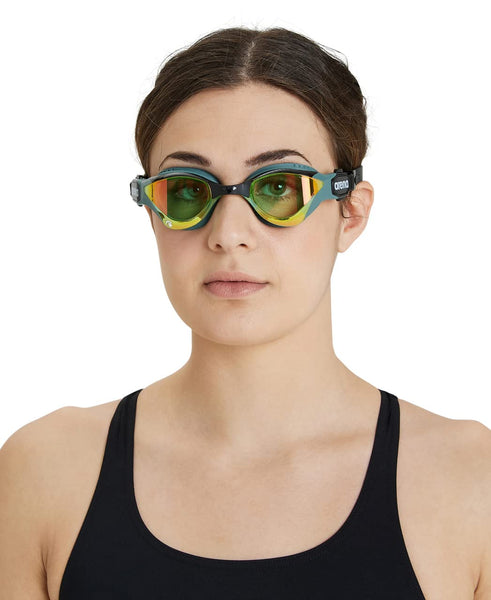 arena Cobra Tri Swipe Mirror Unisex Adult Triathlon Goggles, Swimming Pool Goggles with Mirror Lenses, Anti-Fog, UV Protection, 3 Interchangeable Nose