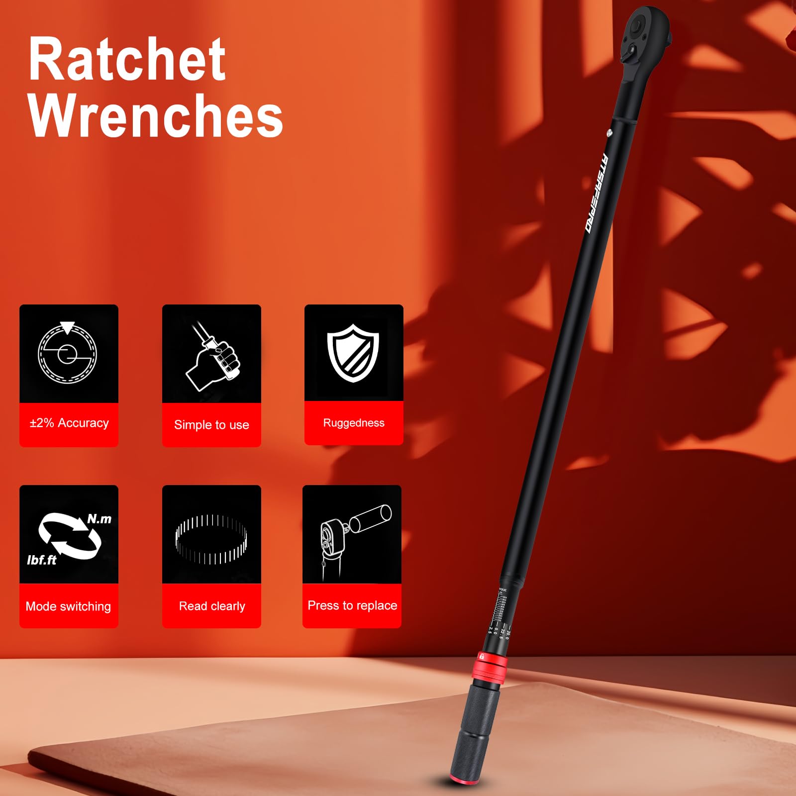 ATsafepro Torque Wrench 3/4 Inch, 100-600 Nm Torque Wrenchs, ±3% Error Accuracy with 48 Teeth Dual-Direction Adjustable for Repair of Car, Truck, Tractor