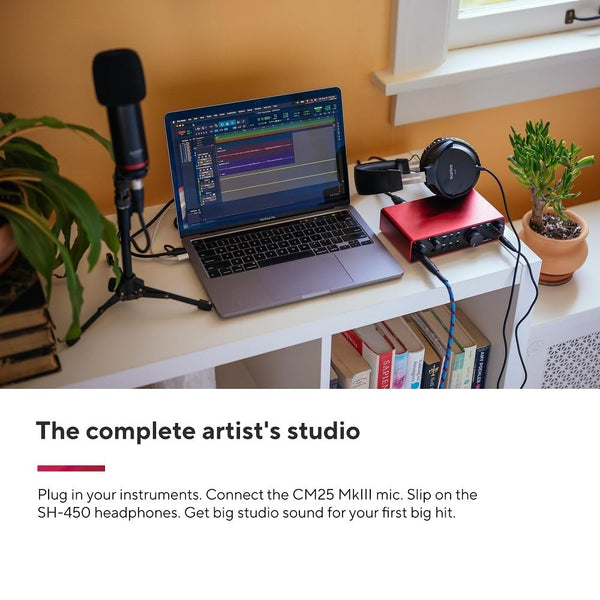 Focusrite Scarlett 2i2 4th Gen USB Audio Interface for Recording, Songwriting, Streaming and Podcasting — High-Fidelity, Studio Quality Recording, and All the Software You Need to Record