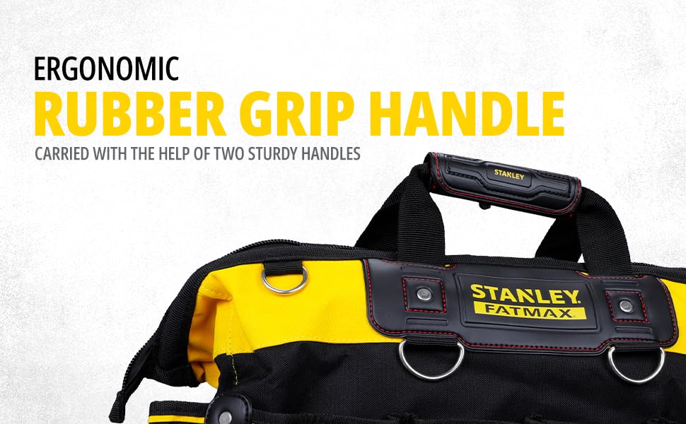 STANLEY FATMAX Technician Tool Bag, 18" Heavy Duty, Hard Waterproof Base, Multiple Pockets, Shoulder Strap, 1-93-950