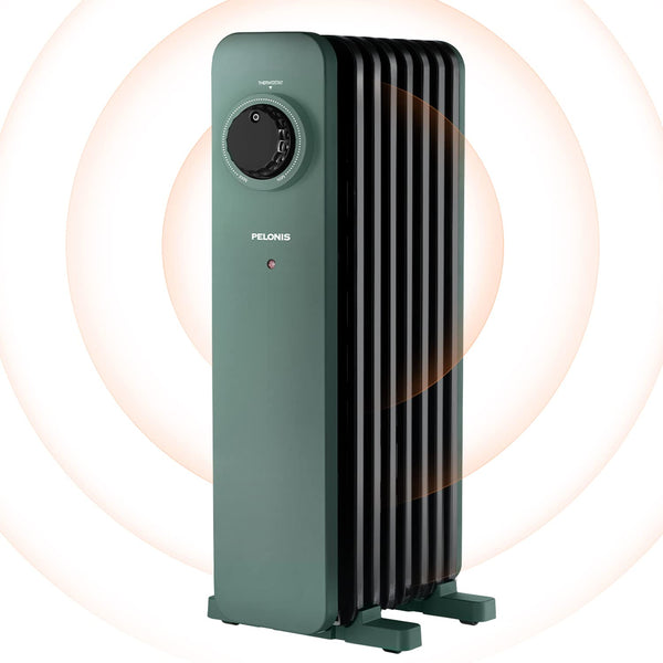 PELONIS Electric Radiator with Adjustable Thermostat and 3 Heat Settings, Oil Filled Heater with Overheat Protection (2500W, Knob Control)
