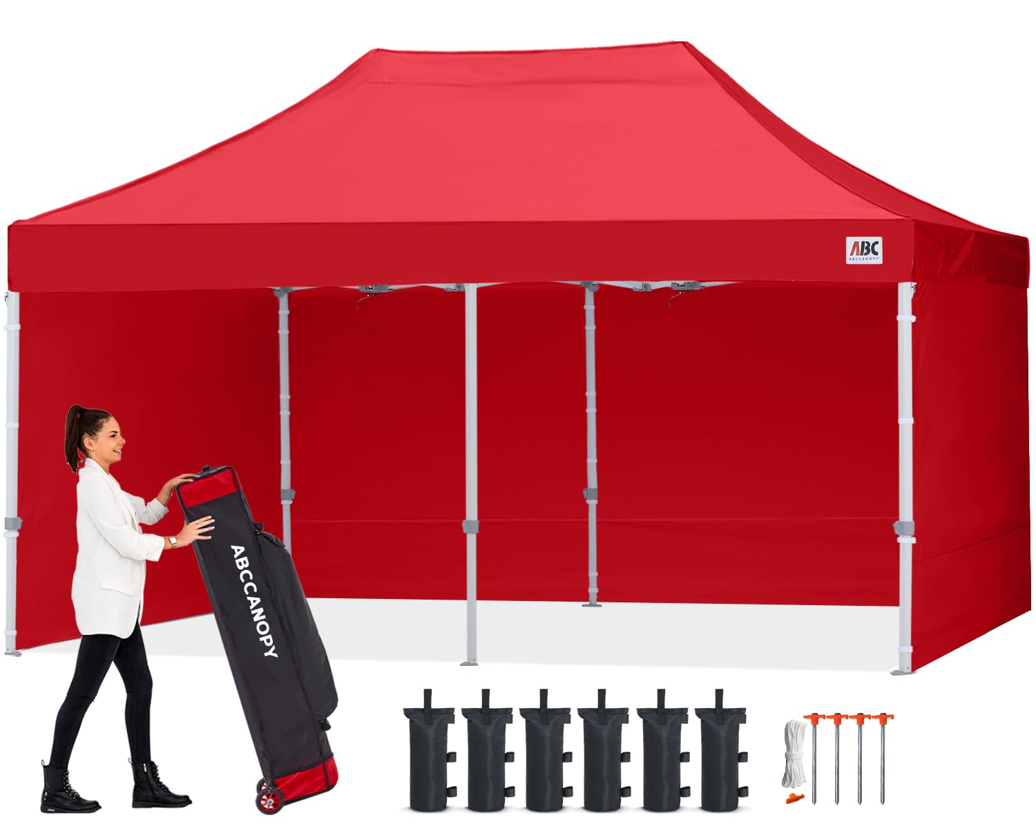 ABCCANOPY 3x6M Pop Up Gazebo Canopy Commercial Tents Market stall with 4 Removable Sidewalls and Roller Bag Bonus 4 Weight Bags (Grey)