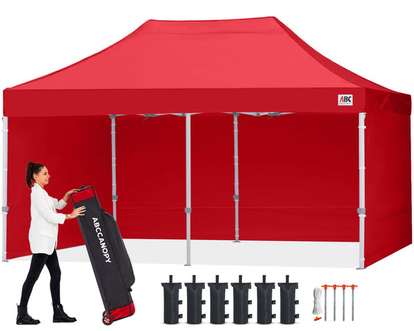 ABCCANOPY 3x6M Pop Up Gazebo Canopy Commercial Tents Market stall with 4 Removable Sidewalls and Roller Bag Bonus 4 Weight Bags (Grey)