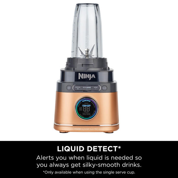 Ninja 2-in-1 Detect Power Blender Pro & Single Serve, 1200W Blender With Jug, & 2x Single Serve Cups, Blend Smoothies, Chop Vegetables & Mix Frozen Drinks, Black/Copper, TB301UKCP