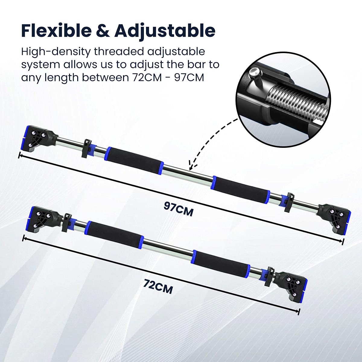 ROMIX Pull Up Bar Doorway, Adjustable Length 72-97cm No Screw Chin Up Bar Door Frame Width Locking, Multifunctional Body Fitness Training Equipment with Exercise eBook for Body Workout Home