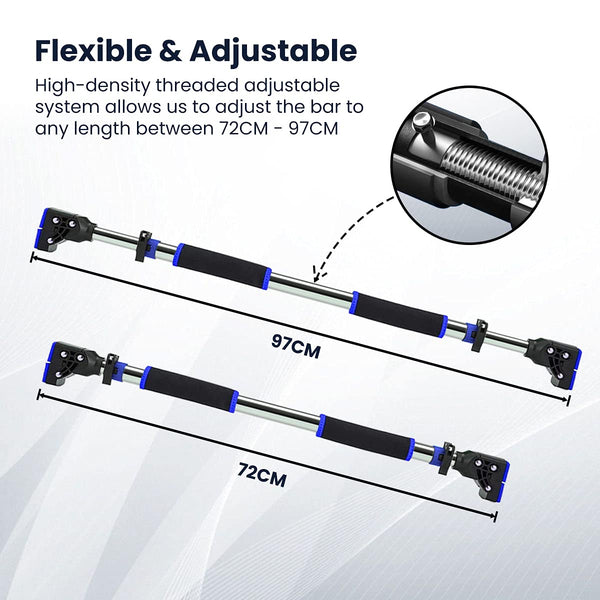 ROMIX Pull Up Bar Doorway, Adjustable Length 72-97cm No Screw Chin Up Bar Door Frame Width Locking, Multifunctional Body Fitness Training Equipment with Exercise eBook for Body Workout Home
