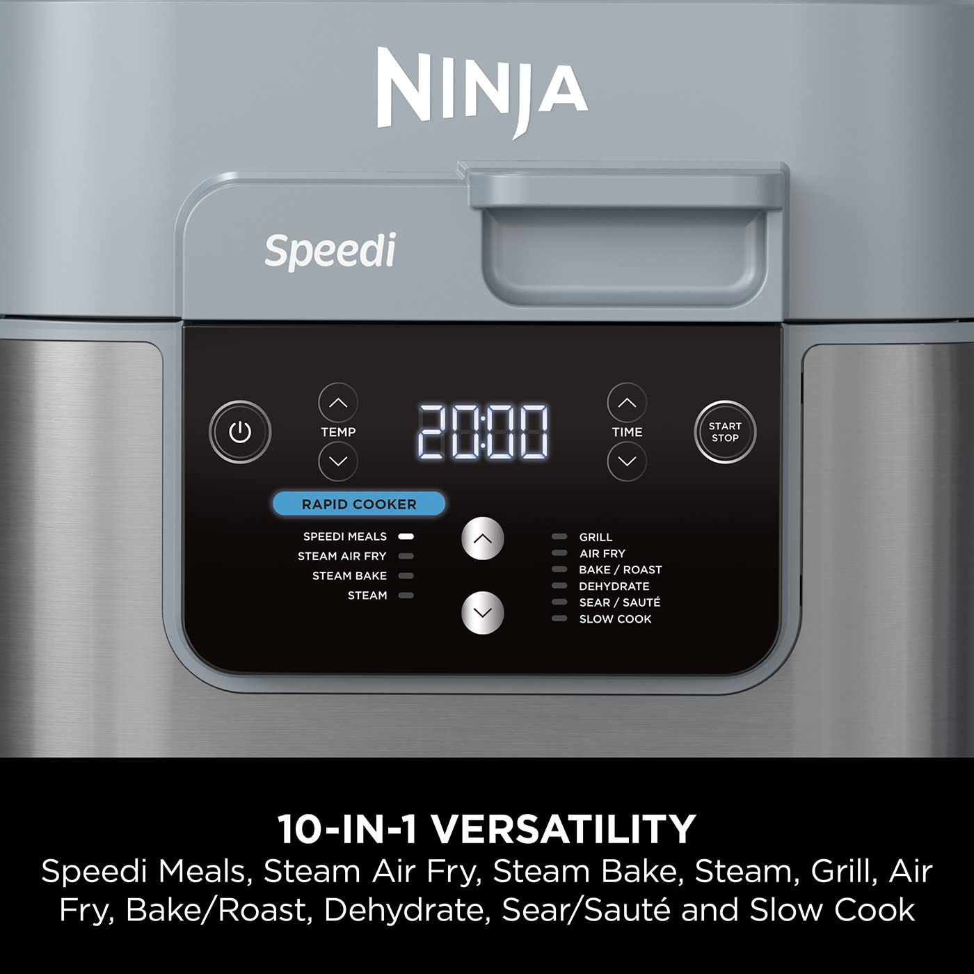 Ninja Speedi 10-in-1 Rapid Cooker, Air Fryer and Multi Cooker, 5.7L, Meals for 4 in 15 Minutes, Air Fry, Steam, Grill, Bake, Roast, Sear, Slow Cook & More, Cooks 4 Portions, Sea Salt Grey, ON400UK