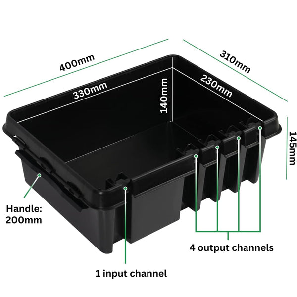 DRiBOX – Large IP55 Weatherproof Outdoor Electrical Connection Box 40 x 31 x 14.5cm – Power Cord Enclosure for Christmas Lights, Timers, Extension Cables, Leads, Reels, Transformers (Large, Black)