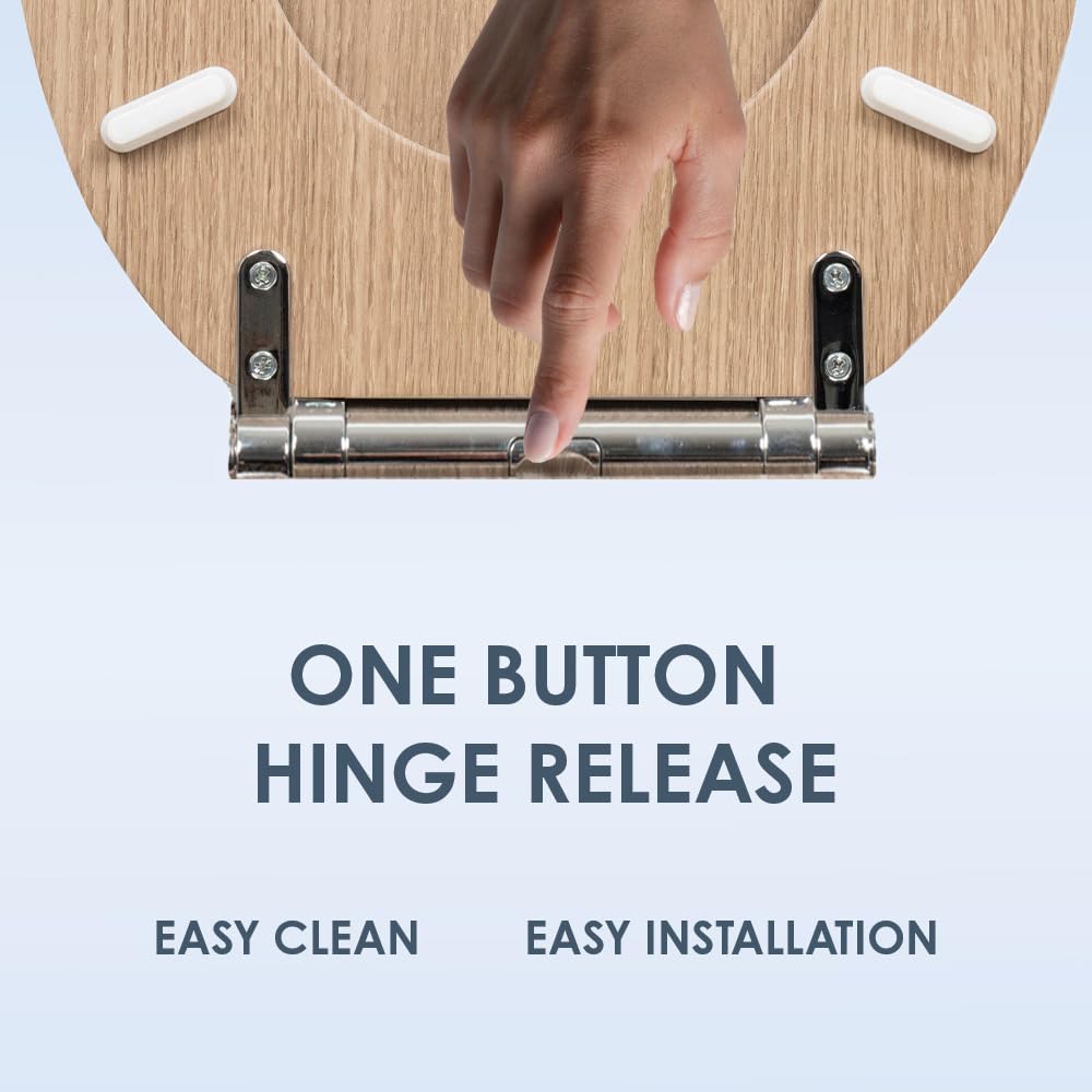 AQUALONA® Luxury Soft Close Toilet Seat - Moulded Wood - Stainless Steel Slow Close Hinges - Click, Lift & Clean Technology (Bamboo Toilet Seat)