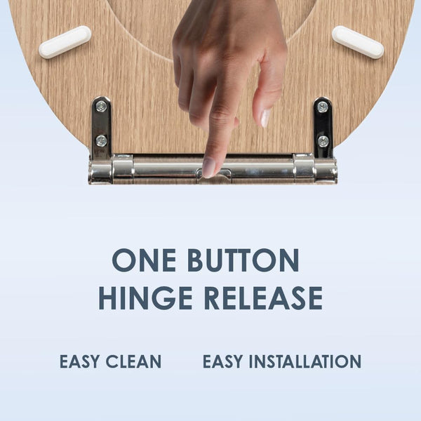 AQUALONA® Luxury Soft Close Toilet Seat - Moulded Wood - Stainless Steel Slow Close Hinges - Click, Lift & Clean Technology (Bamboo Toilet Seat)