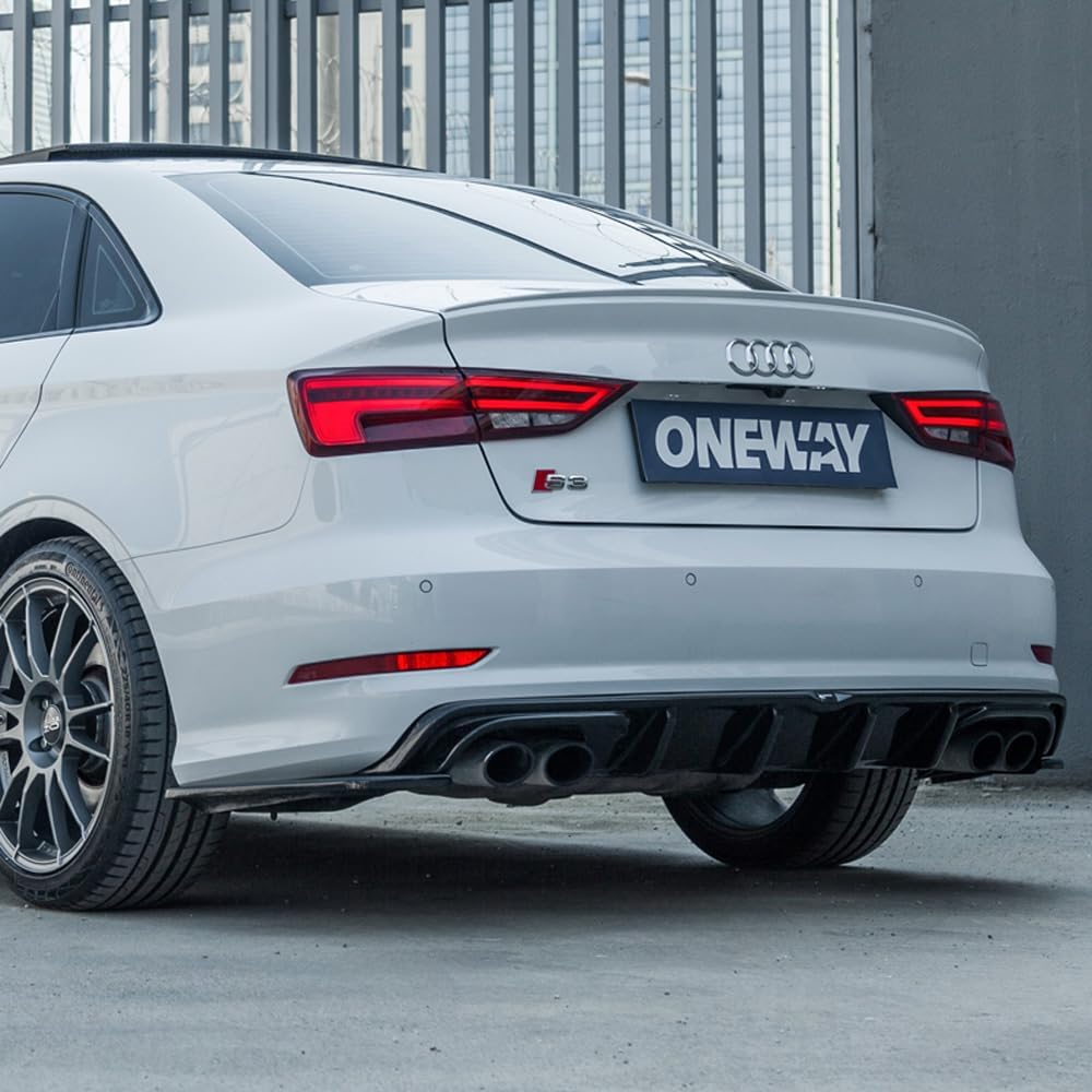 Oneway Rear Diffuser compatible with Audi S3 Sedan 8V 2013-2016 - Gloss black