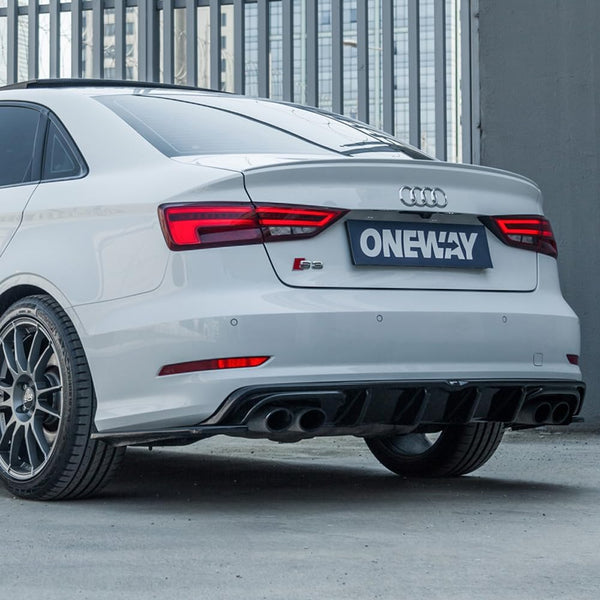 Oneway Rear Diffuser compatible with Audi S3 Sedan 8V 2013-2016 - Gloss black