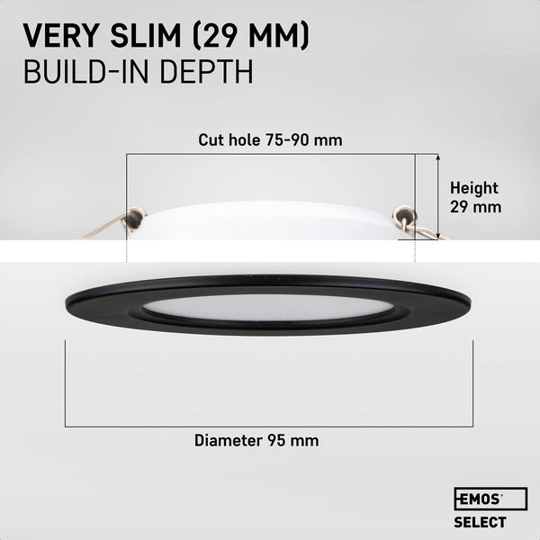 EMOS LED Downlights for Ceiling, 5W/500 Lumens, Warm White 3000K | IP54 Waterproof LED Spot Lights for Bathroom etc. | Set of 12 Recessed LED Ceiling