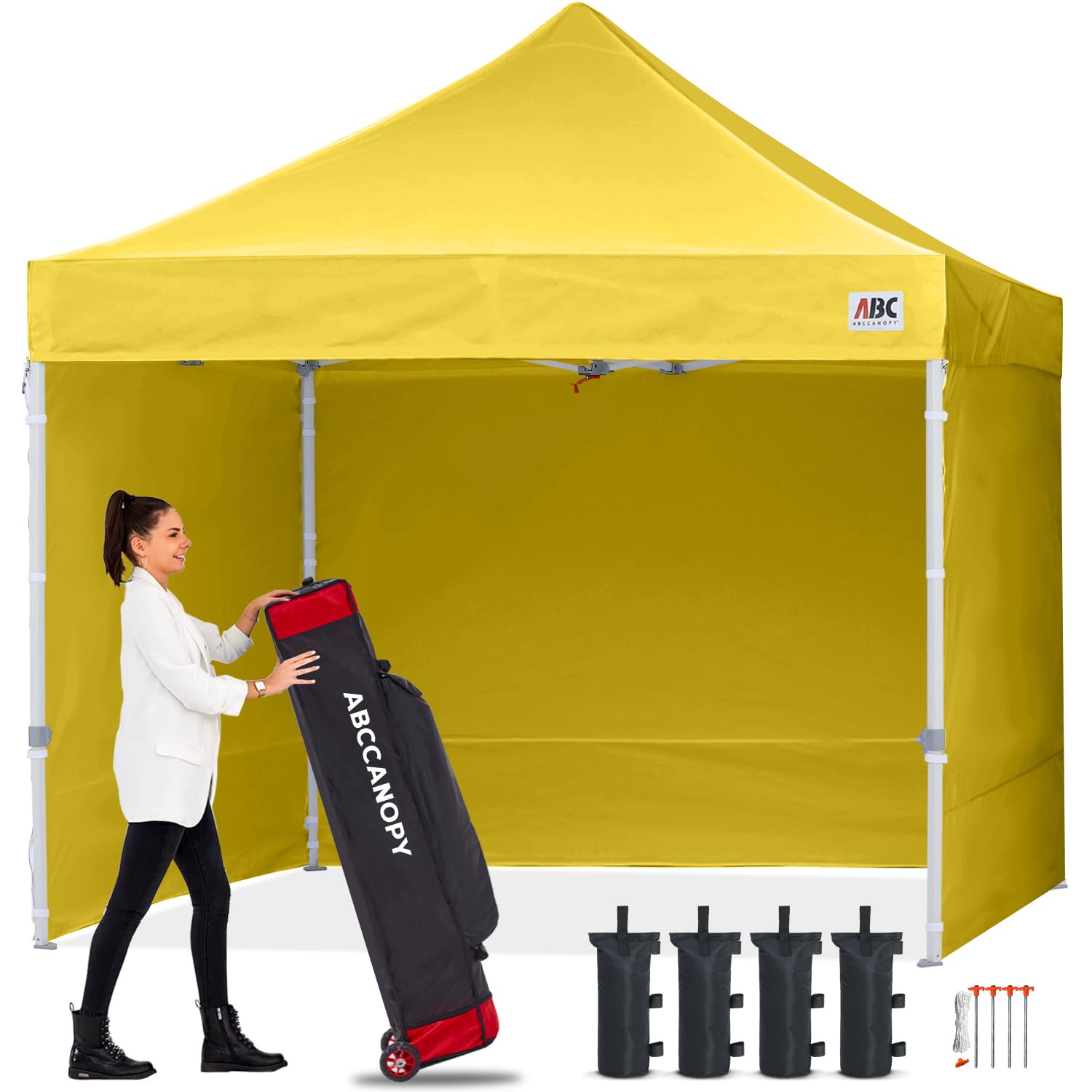 ABCCANOPY 3x6M Pop Up Gazebo Canopy Commercial Tents Market stall with 4 Removable Sidewalls and Roller Bag Bonus 4 Weight Bags (Grey)