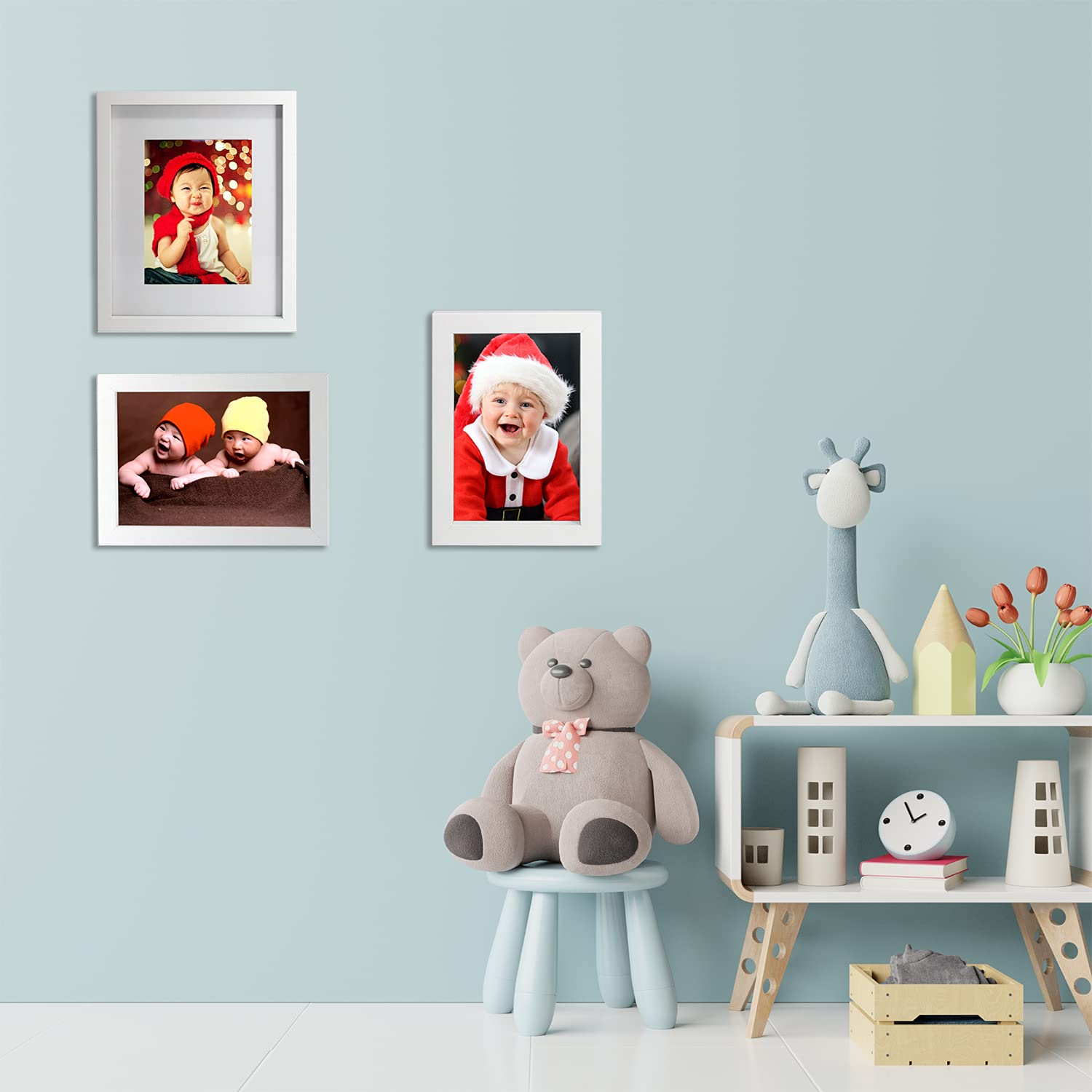 Black 50x70cm Boxed Picture Frames Set of 3 with Mounts for 40x60cm, 70x50cm poster frame with Acid Free mount for 40x60cm photo (Black 3Pack)