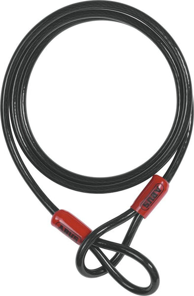 ABUS Cobra 10 loop cable - steel cable coated with plastic - security for bicycle and motorbike accessories - 3 metres long, 10 mm thick, black