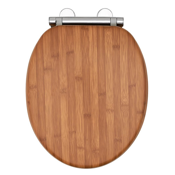 AQUALONA® Luxury Soft Close Toilet Seat - Moulded Wood - Stainless Steel Slow Close Hinges - Click, Lift & Clean Technology (Bamboo Toilet Seat)