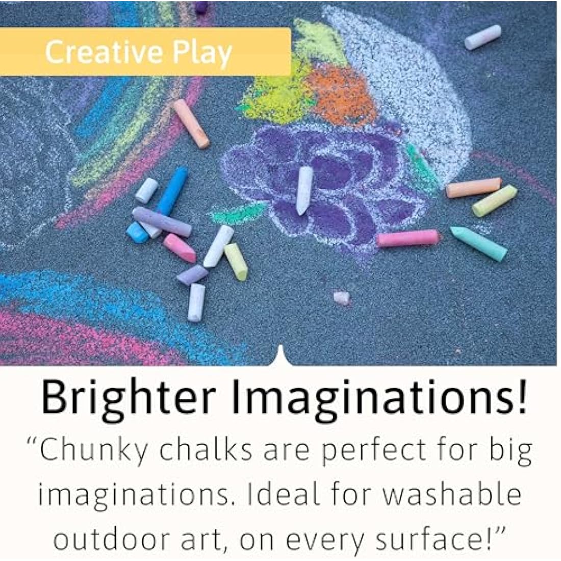 Jaques of London Premium Chalks for Children Giant for Outside | Creative Garden Toys for 1 Year olds | Pavement Chalks spark creativity, fine motor skills, and imaginative play | Since 1795
