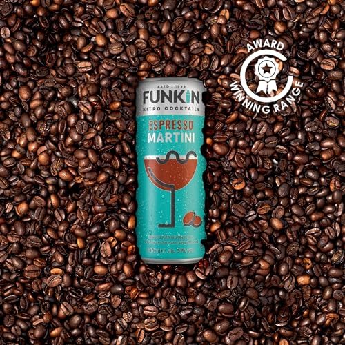 Funkin Espresso Martini Pre-Mixed Cocktail Cans 200 ml (Case of 12) - Premium Ready to Drink Cocktails - Bar Quality Drinks At Home - Nitro Infused