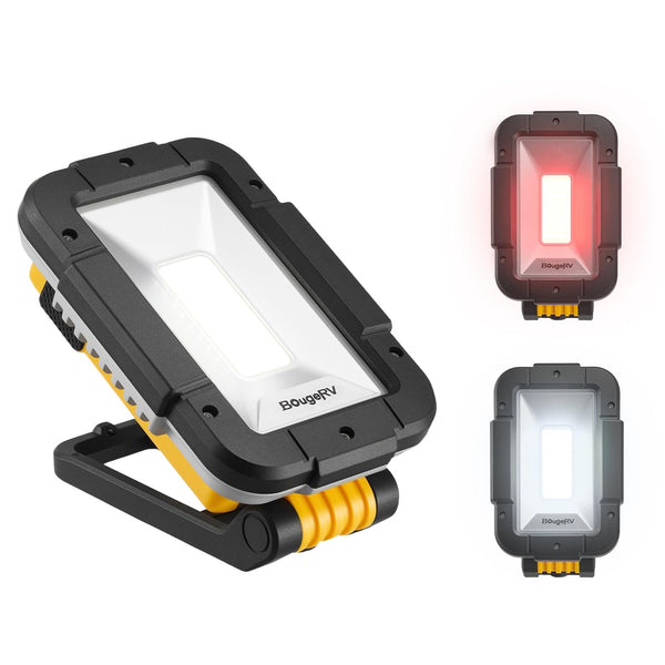 BougeRV WL01 PRO Work Light Rechargeable, 1500 Lumens Magnetic Inspection Light, Portable Lamp with 180° Rotating Stand & Hook, Multiple Lighting Modes for Car Repair, Camping, Outdoor, Emergency