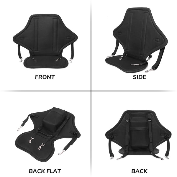 Kayak Seat with Back Support, Nylon Adjustable Canoe Paddle Board Seat, with Snap Hooks & Bag, Kayak Accessories