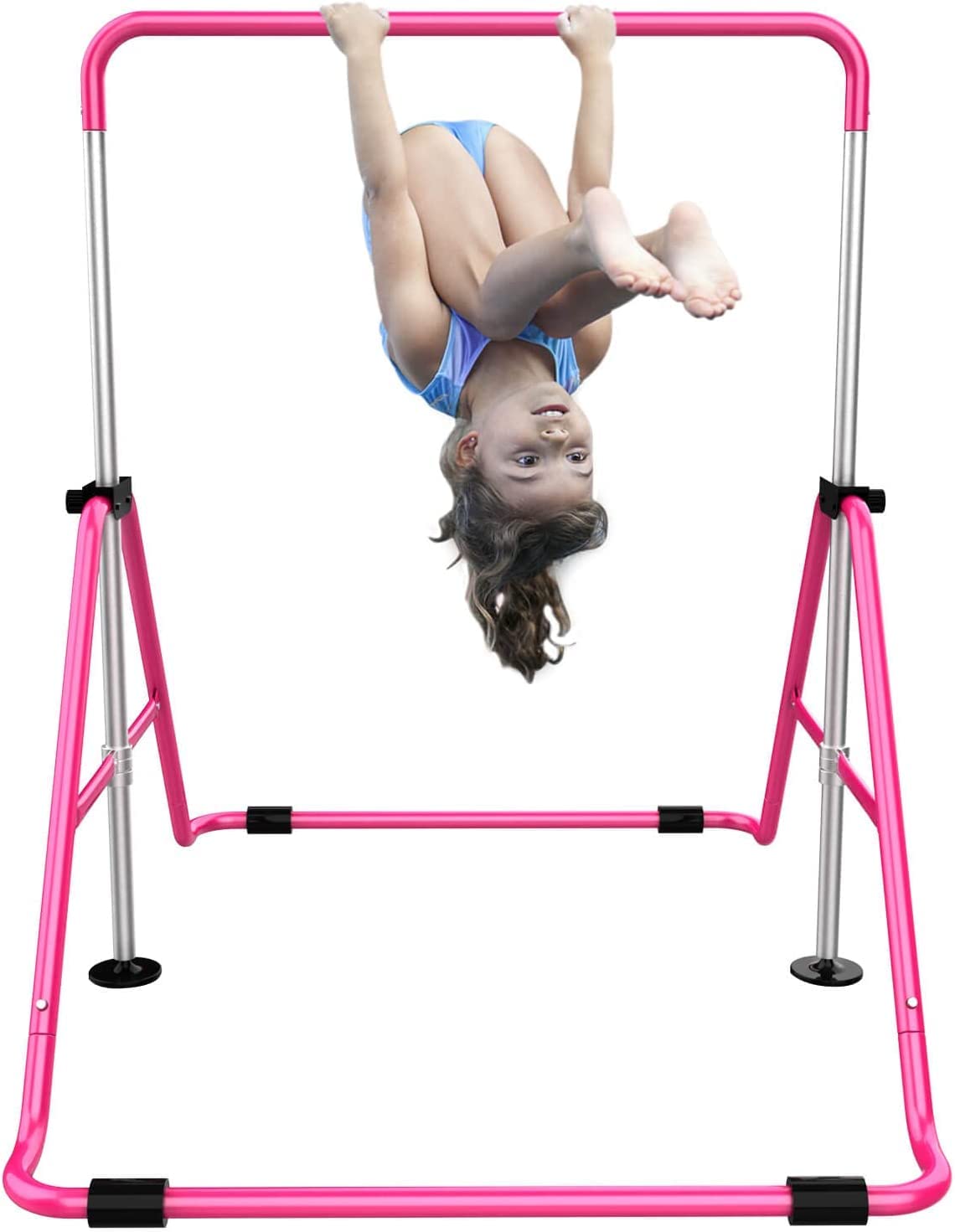 Hyner Folding Telescopic Gymnastics Bar for Kids Adjustable Height Gymnastics Horizontal Bar Fitness Climbing Tower Home Gym for Kids/Children