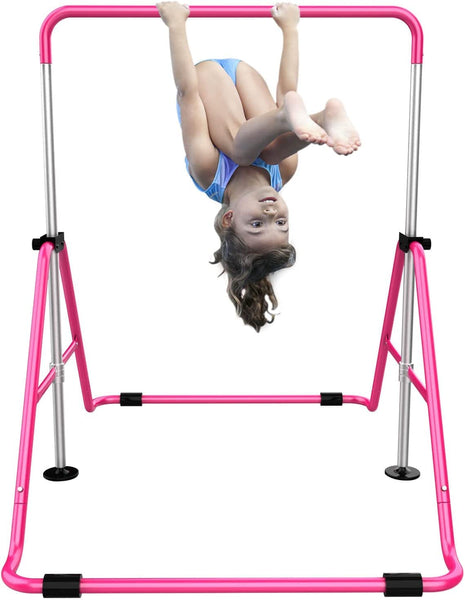 Hyner Folding Telescopic Gymnastics Bar for Kids Adjustable Height Gymnastics Horizontal Bar Fitness Climbing Tower Home Gym for Kids/Children