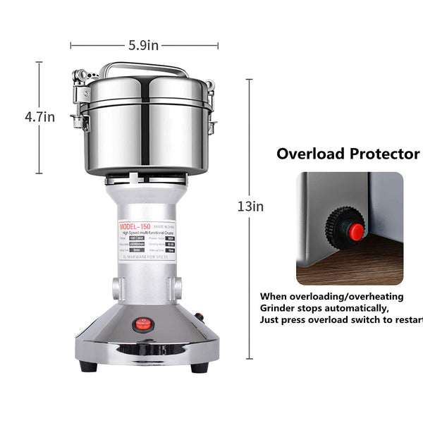 LEJIEYIN Electric Grain Grinder Mil 150g High Speed Stainless Steel, 900W Open-Cover-Stop Protection, for Grinding Various Dried Cereal/Herb/Spice/Nut