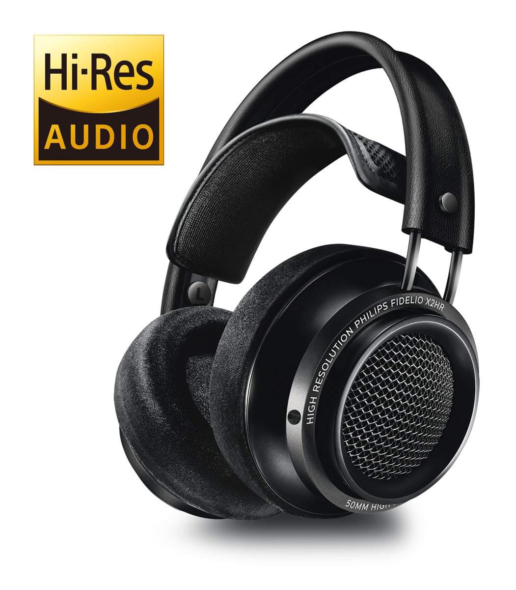 Philips Fidelio X2HR Over-Ear High Resolution Wired Headphones | Open-Back Design | Double-Layered Ear Shells | 50 mm Neodymium Drivers | Deluxe Memory Foam Earpads