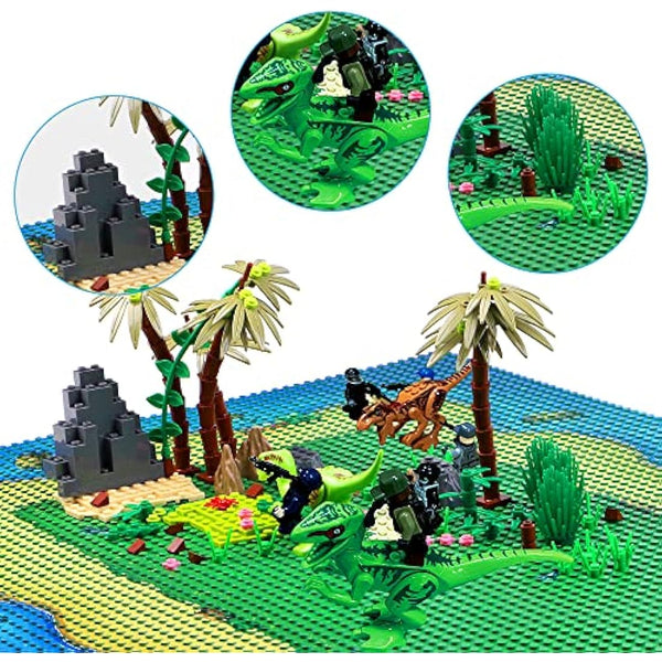 Etarnfly 6 Pack Classic Blue and Green Base Plate for City Road Beach,Ocean Island Street Water,25.5 x 25.5 cm,100% Compatible with All Major Brands(4 curves/2 straight)