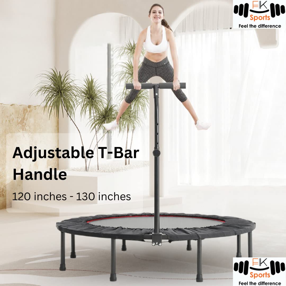 FK Sports Foldable Fitness Rebounder Trampolines, 40" Foldable Mini Trampoline with T Bar Handle, Round Mini Fitness Trampoline a indoor trampoline