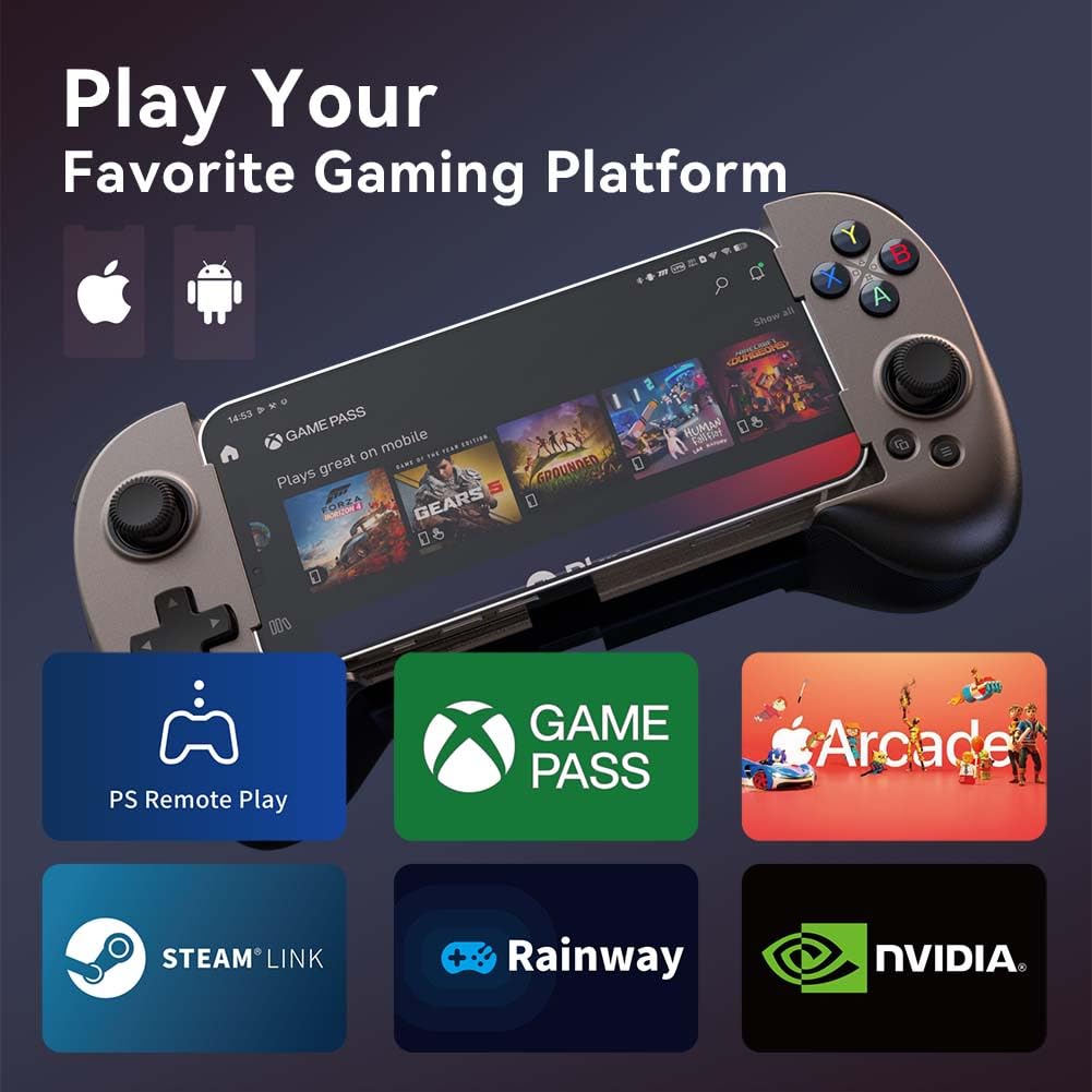ShanWan Mobile Gaming Controller for Android/iOS, Phone controller for iPhone15, Bluetooth connection, PS Remote Gaming Xbox Cloud Steam Link GeForce NOW MFi Apple Arcade Gaming