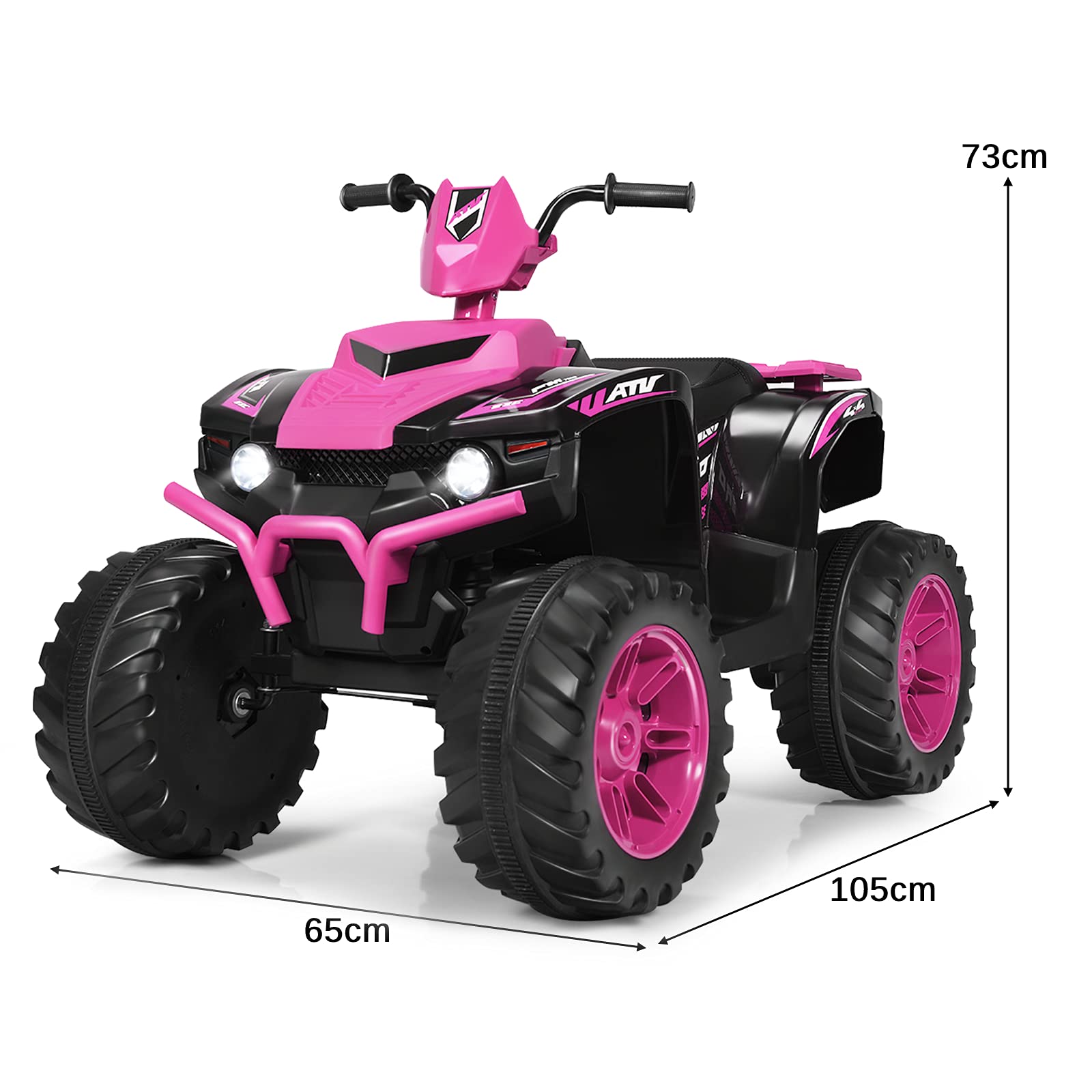 GYMAX Kids Electric Quad Bike, Children Ride On ATV with Bluetooth, Lights, Music, Horn, High/Low Speeds and Slow Start, 12 V Battery Powered Toy Car for 3-7 Years Boys Girls (Blue)
