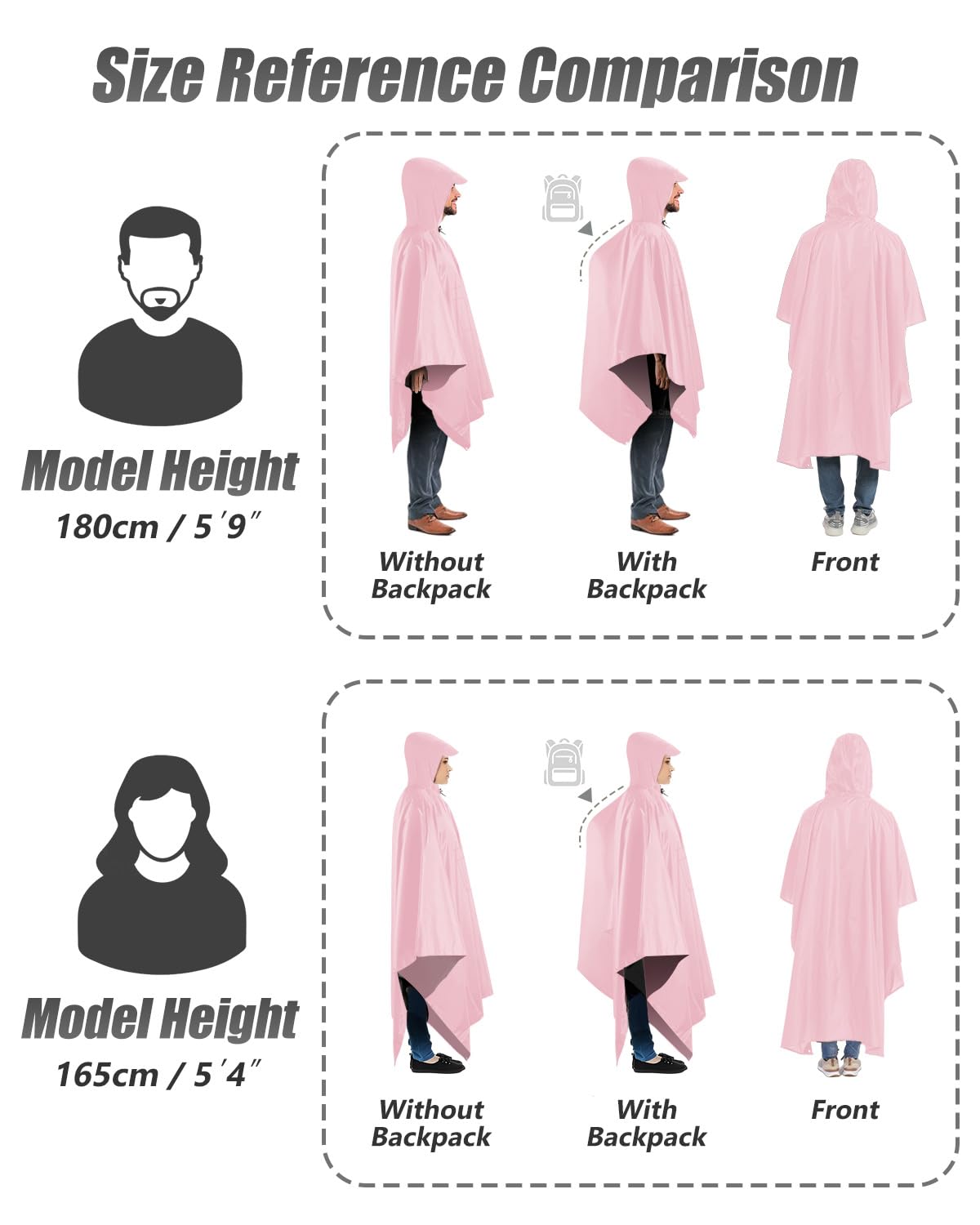 Victoper Waterproof Poncho Adult, Reusable Rain Poncho Adult Waterproof Poncho Waterproof Adult Lightweight Waterproof Raincoat for Outdoor Hiking Camping Cycling Traveling