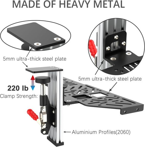 EG STARTS 1x Desk Mount Clamp for Sim Racing Wheel Stand Simulator Cockpit Wheel Stand Racing Steering Shifter Mount fit for Logitech G25 G27 G29 G920 G923 Thrustmaster T248 T300 T-GT TS-PC T500 T818