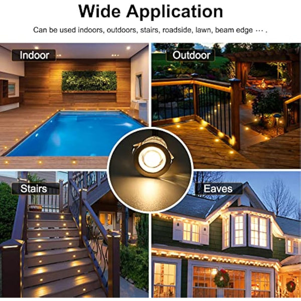 GEYUEYA Home Warm White Decking Lights, φ30mm LED Deck Lights 12V 0.6W IP67 Waterproof, Led Plinth Light for Terrace/Patio/Path/Wall/Garden/Decoration - 10 Packs