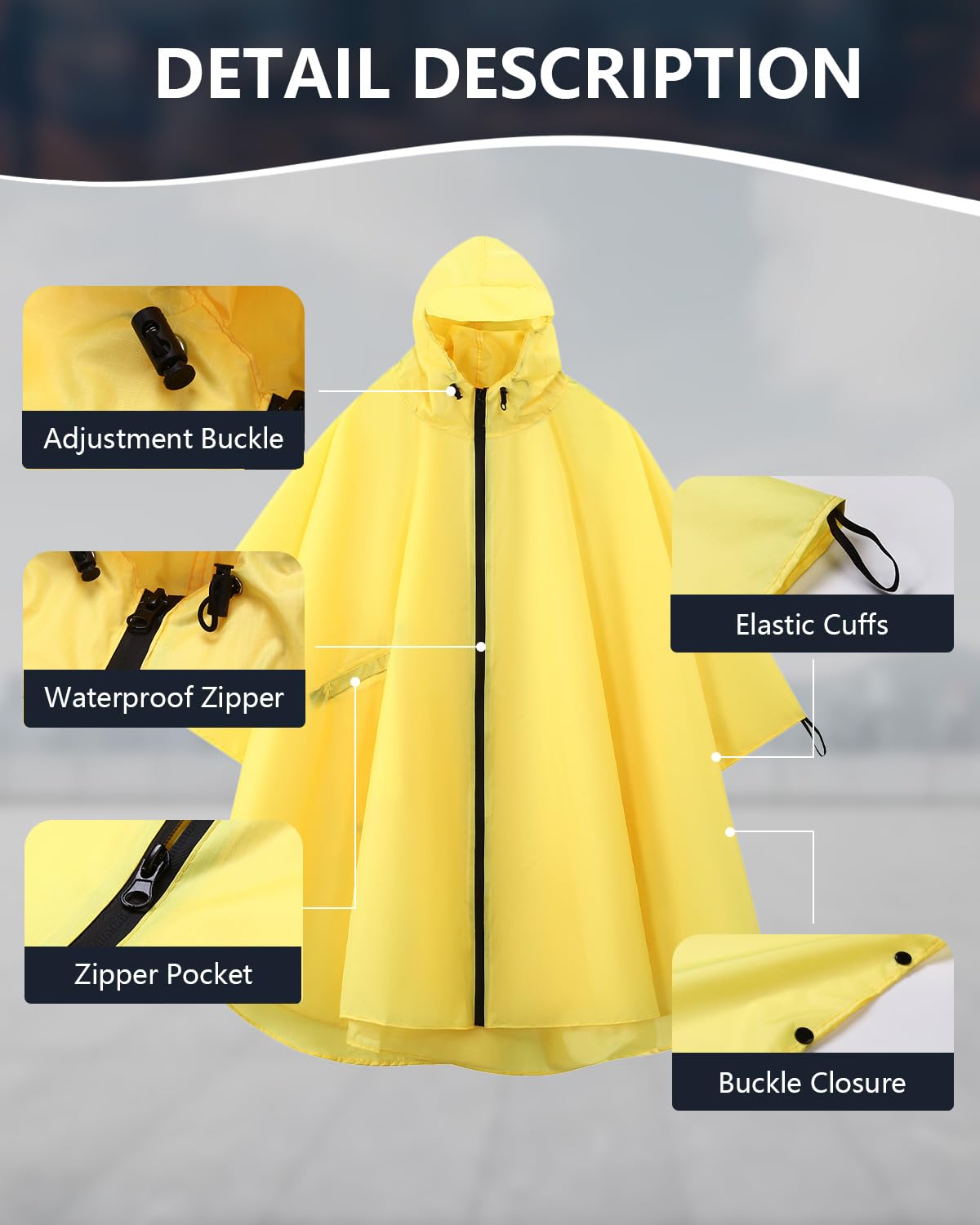 Victoper Waterproof Poncho Adult, Reusable Rain Poncho Adult Waterproof Poncho Waterproof Adult Lightweight Waterproof Raincoat for Outdoor Hiking Camping Cycling Traveling