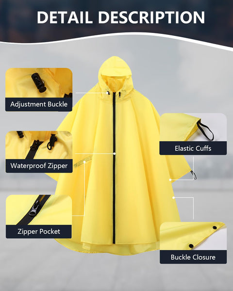Victoper Waterproof Poncho Adult, Reusable Rain Poncho Adult Waterproof Poncho Waterproof Adult Lightweight Waterproof Raincoat for Outdoor Hiking Camping Cycling Traveling