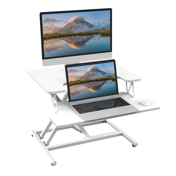 ERGOMAKER Standing Desk Converter, 36"/91cm Wide Height Adjustable Quick Sit to Stand Up Desk Riser for Dual Monitor