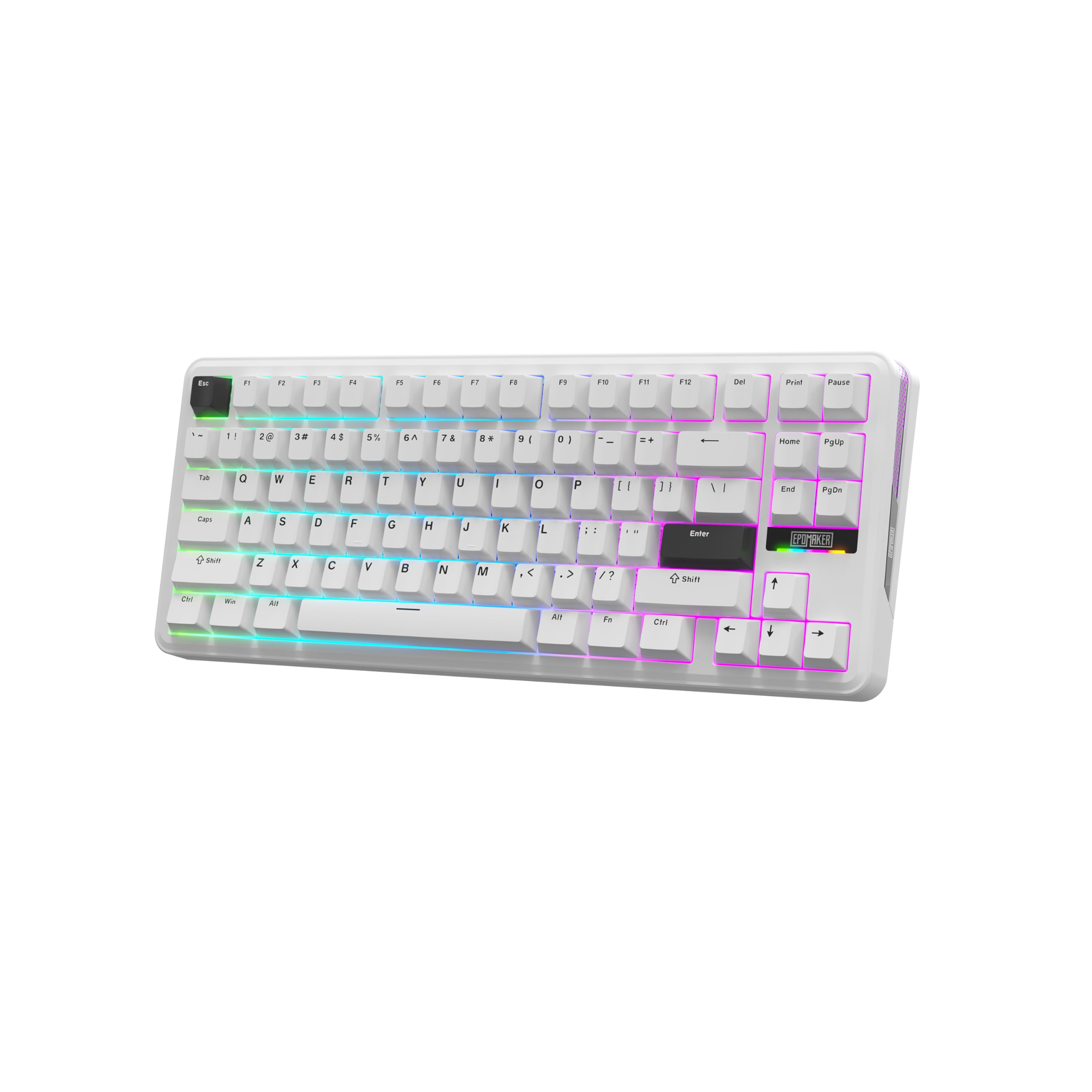 EPOMAKER TH85 QMK/VIA Mechanical Gaming Keyboard, BT/2.4Ghz Wireless, RGB, Hot-Swappable & Programmable Keys in US 75% Layout (Black&White, Creamy Jade Switch)