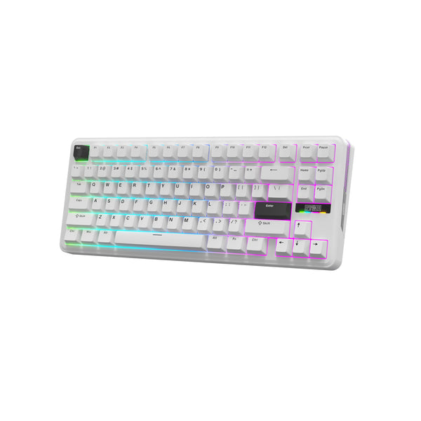 EPOMAKER TH85 QMK/VIA Mechanical Gaming Keyboard, BT/2.4Ghz Wireless, RGB, Hot-Swappable & Programmable Keys in US 75% Layout (Black&White, Creamy Jade Switch)