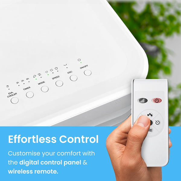 Pro Breeze 4-in-1 Air Cooler with 10 Litre Capacity, Remote Control, 3 Fan Speeds & LED Display. Powerful Evaporative Air Cooler with Built-in 7.5 Hour Timer & Automatic Oscillation for Home & Office