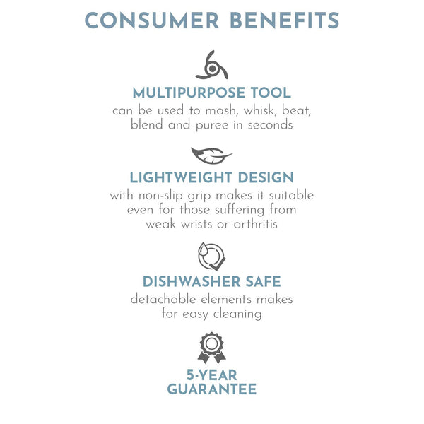 Masha Official Electric Potato Masher Hand Blender 3-in-1 Multi Tool Blends Purees Whisks | Immersion Mixer | Vegetables & Potatoes | Soup Makers