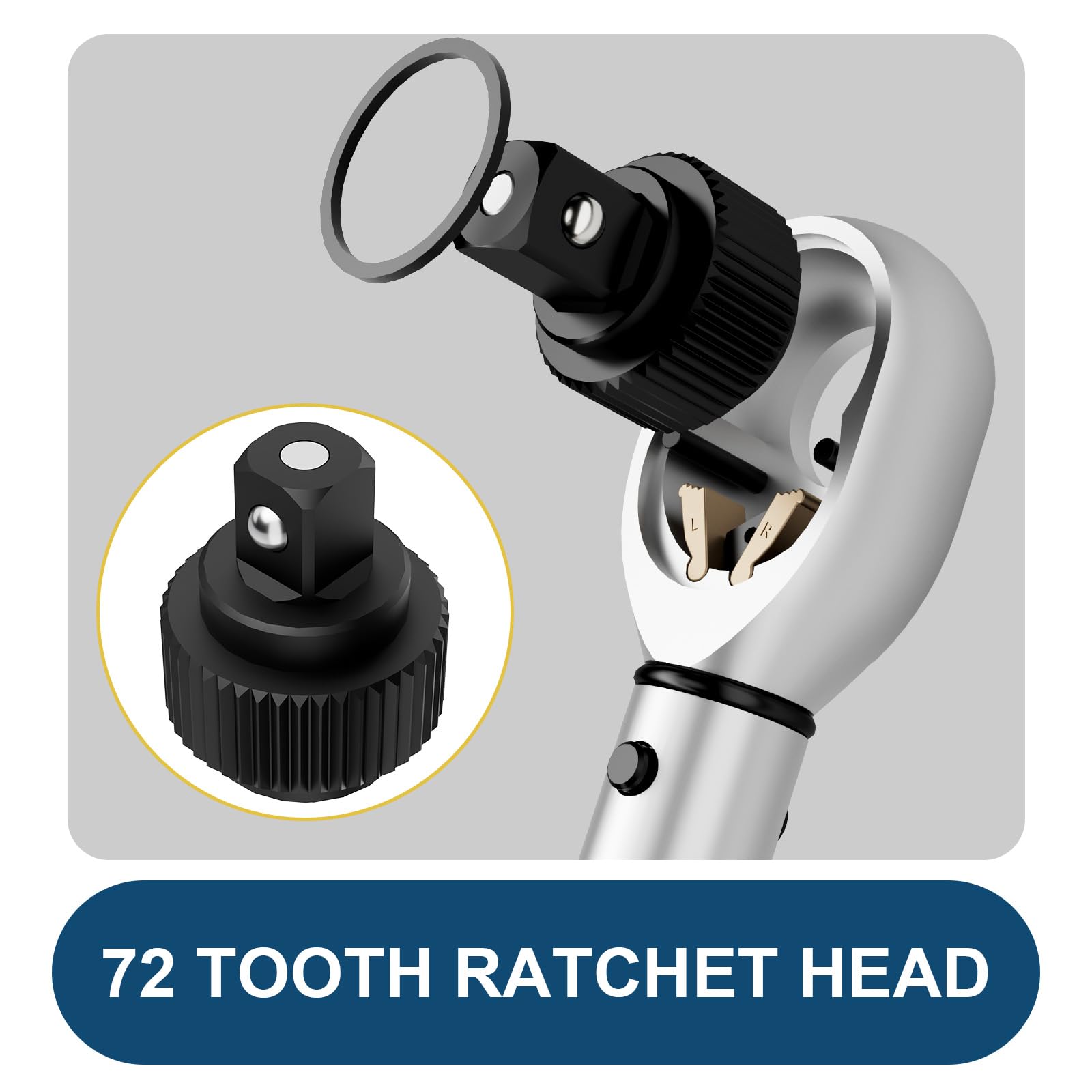 VANPO Torque Wrench 3/8” Drive, 5-60 NM, ±3% Accuracy, 72 Tooth Click Torque Wrench Set with 3/8 to 1/4 Adapter, 125 mm Extension Bar for Bike and Motorcycle, Car Spark