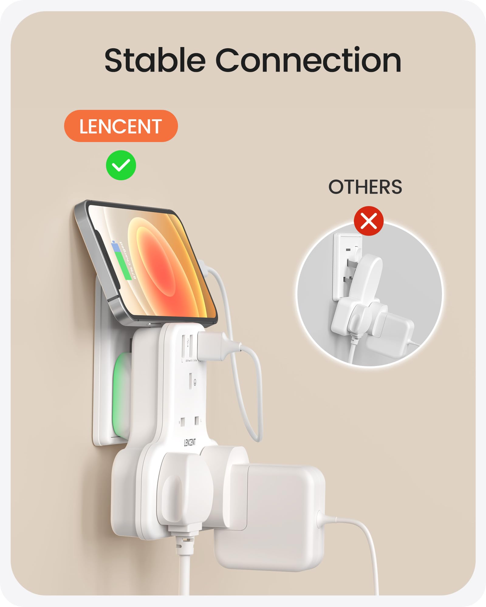 LENCENT Plug Extension Socket, 3 Way Multi Plug Socket with 3 USB Ports, Power Extender Wall Adaptor for Household Appliances, Iphone, Smartphone, Tablet, Home, Office, Bedroom, 13A 3250W