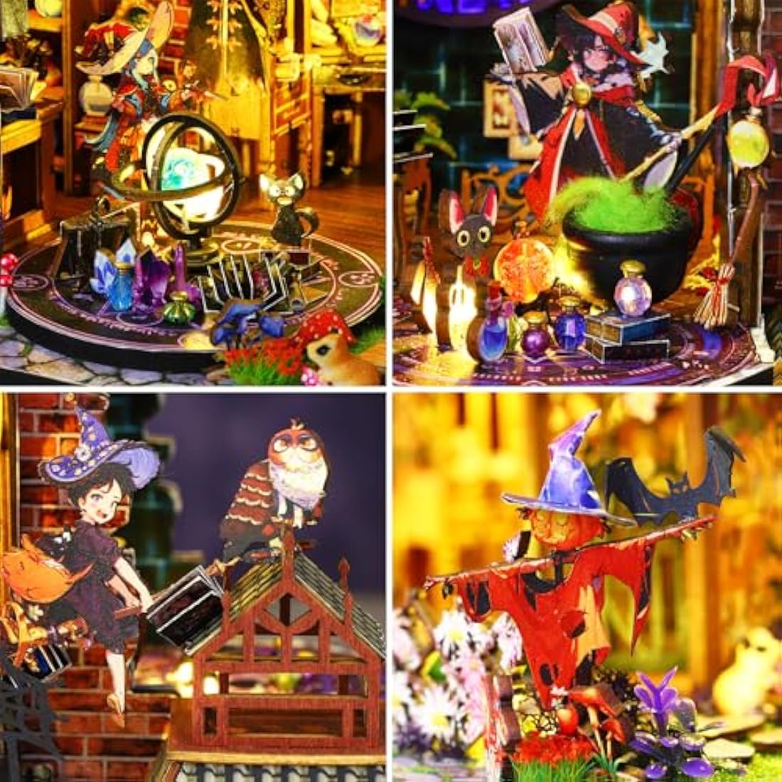 Spilay Diy Miniature House Kit with Wooden Furniture, with Music Box Dust Proof Cover and LED, 1:24 Scale Creative for Women Girl Friend Lover (Magic forest)