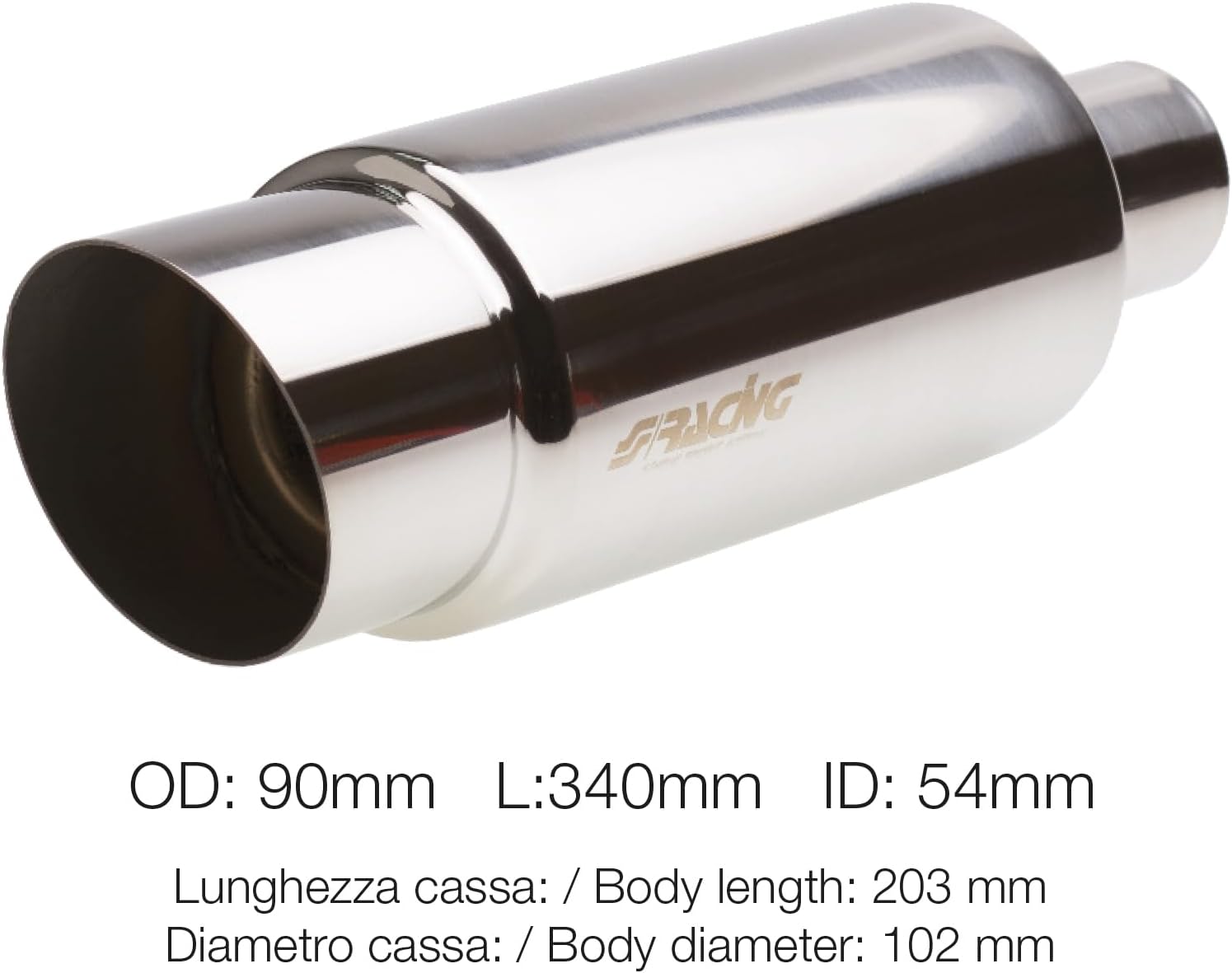 Simoni Racing ESR086 Exhaust Muffler Rounded Inox