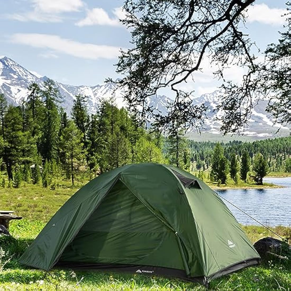 Forceatt Tent, 2-4 Man Tent for Camping, Easy Setup Lightweight Two Doors PU3000mm Waterproof Dome Tent, Windproof Instant Outdoor Tent Suitable for Traveling, Beach, Camping, Hiking, Mountaineering